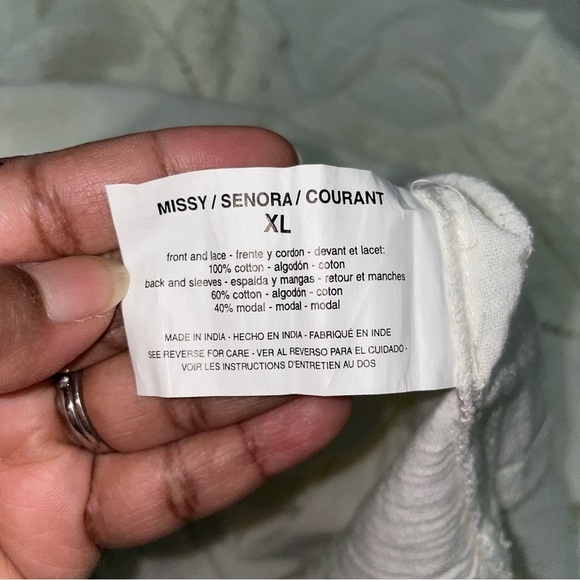 Gloria Vanderbilt Lace Trim Peasant Blouse Top - Picture 10 of 14